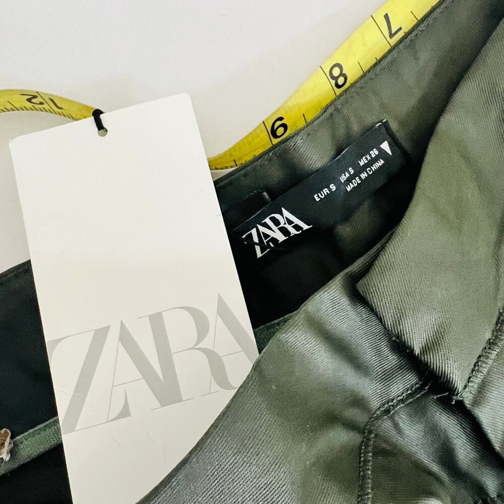 Zara Metallic Crop Pants Size S Small NWT Brown - Picture 4 of 9